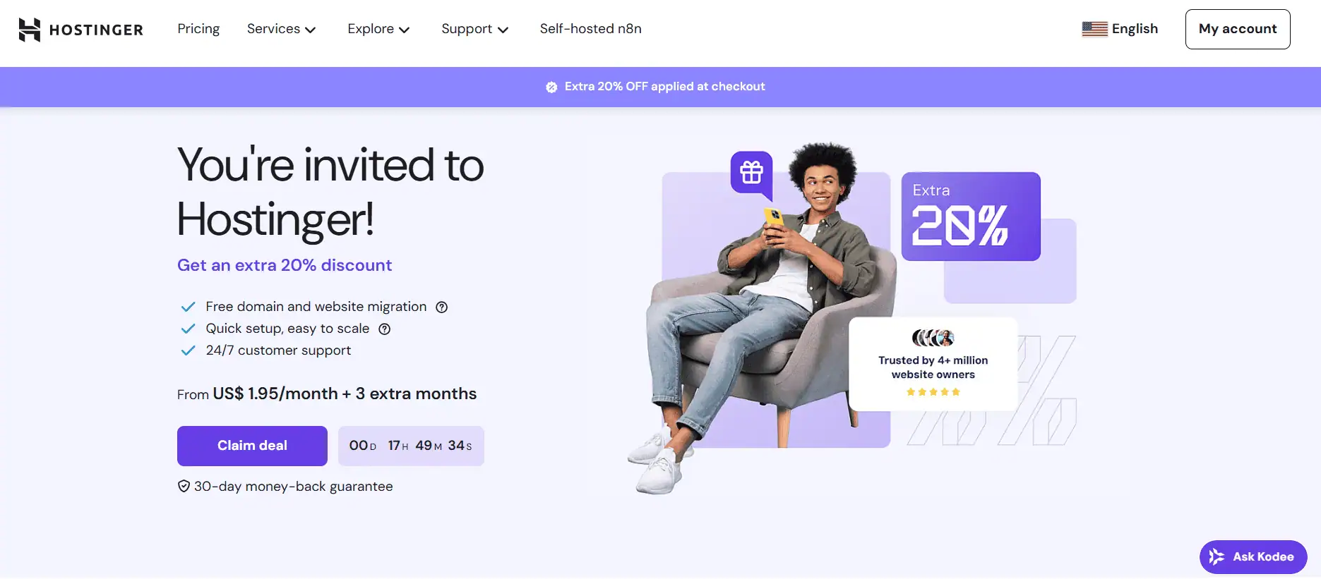 Hostinger hosting dashboard interface screenshot