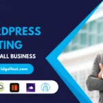 Illustration of a small business owner comparing five WordPress hosting options on a laptop