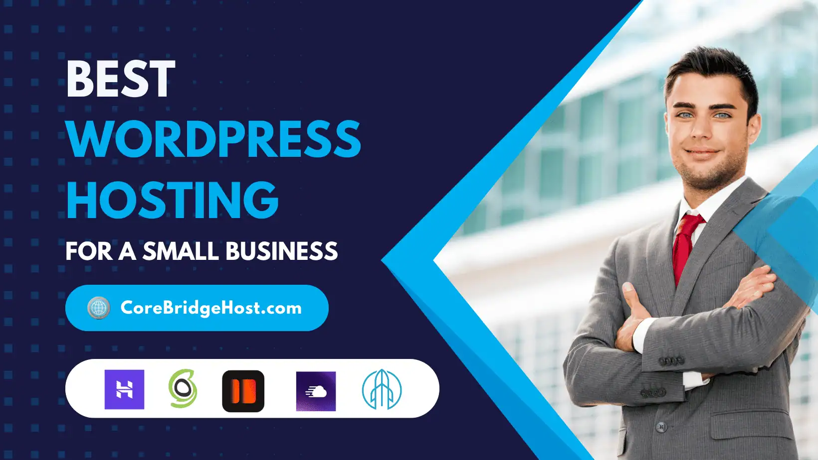 Illustration of a small business owner comparing five WordPress hosting options on a laptop